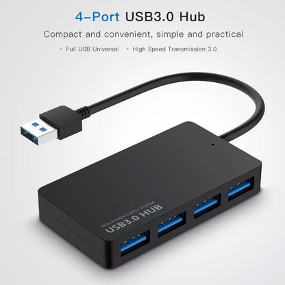 Multi USB 3.0 Hub 4 Port High Speed Slim Compact Expansion Smart Splitter Laptop
