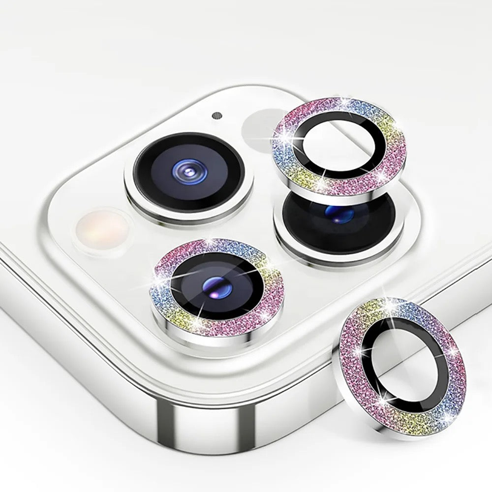 For iPhone Metal Camera Len Glitter Cover Glass Protector Bling