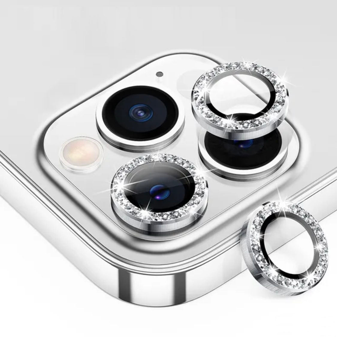 For iPhone Metal Camera Len Glitter Cover Glass Protector Bling