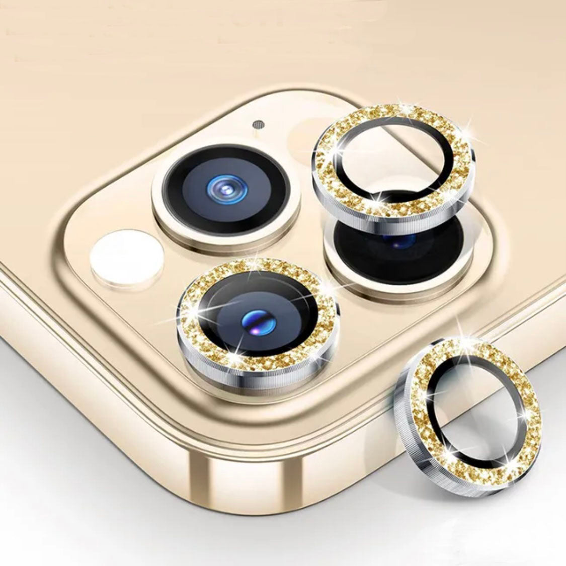 For iPhone Metal Camera Len Glitter Cover Glass Protector Bling