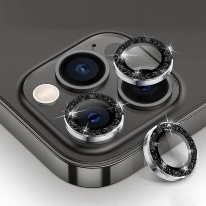 For iPhone Metal Camera Len Glitter Cover Glass Protector Bling