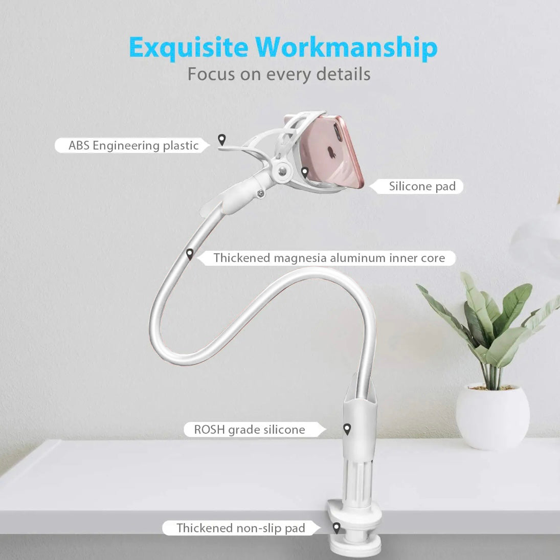 Mobile Phone Flexible 360° Clip Mount Stand Holder Bed Desktop Bracket Clamp
