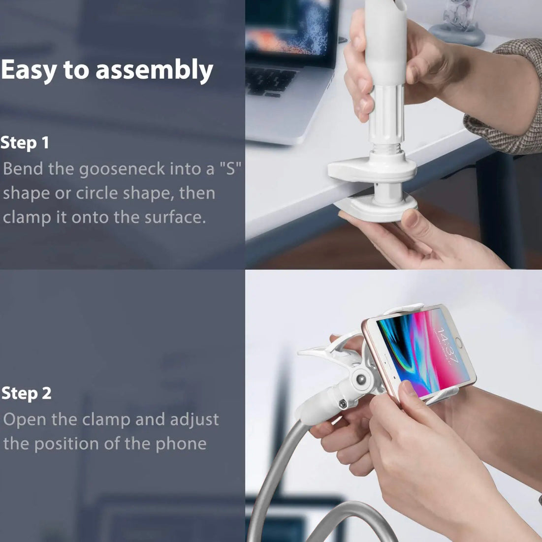 Mobile Phone Flexible 360° Clip Mount Stand Holder Bed Desktop Bracket Clamp