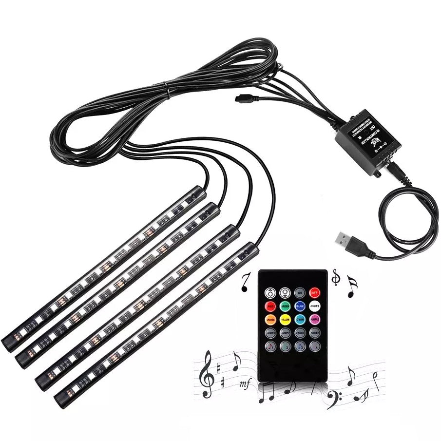 LED Car Interior Footwell 8 Colours RGB Car Atmosphere Lamp Decor Strip Light