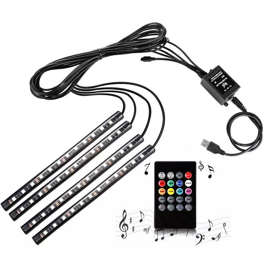 LED Car Interior Footwell 8 Colours RGB Car Atmosphere Lamp Decor Strip Light