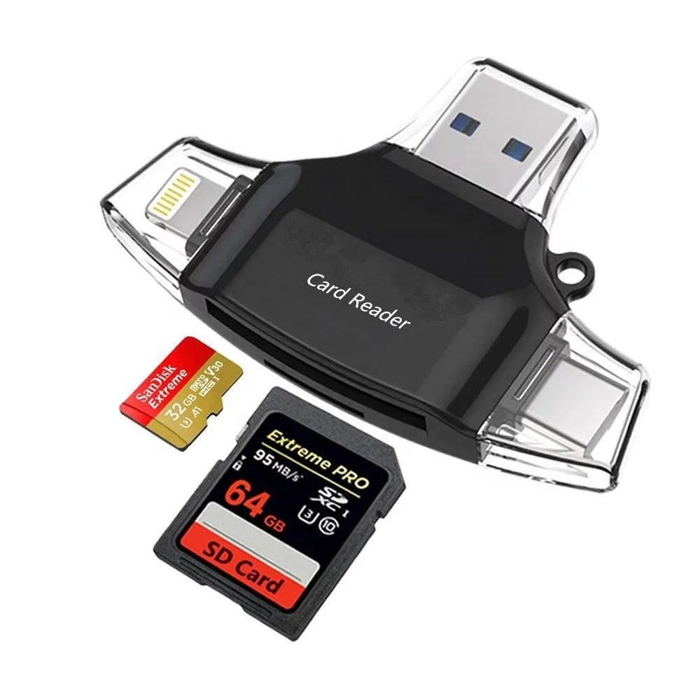 4 In 1 High-Speed Micro SD Card Reader Flash Drive For iPhone iPad Android TypeC