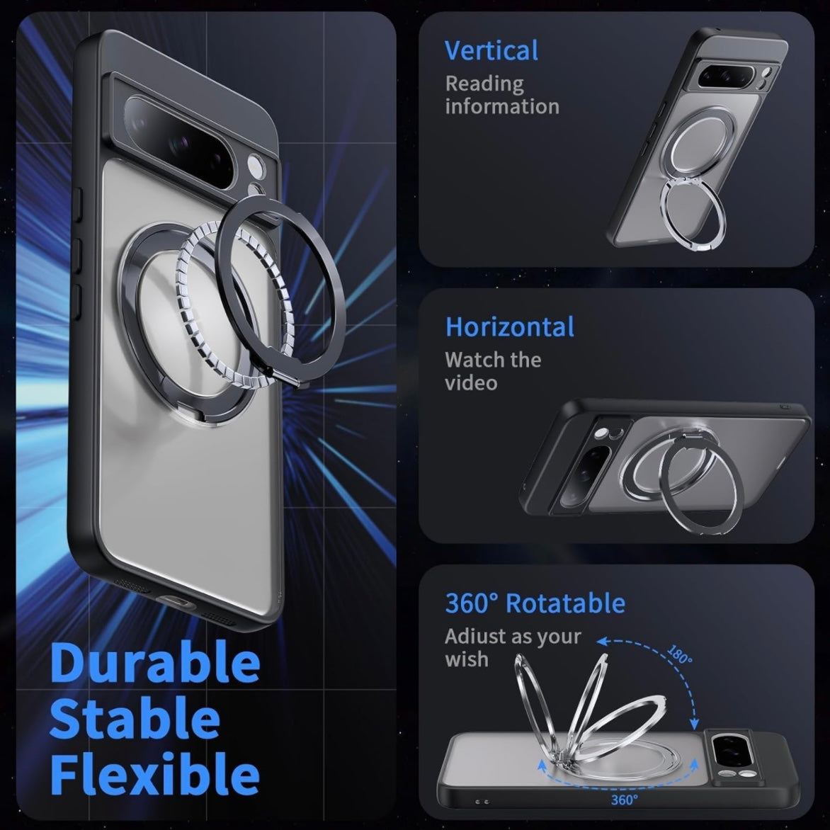 For Google Pixel 360°Rotatable Magnetic Ring Case Magsafe With Stand & Ring Holder