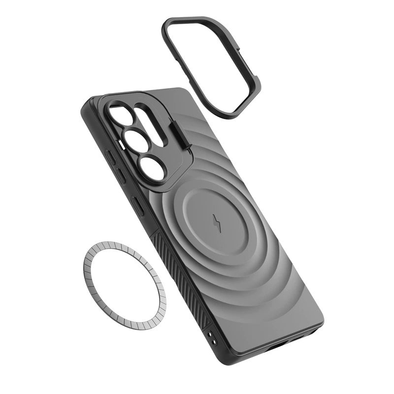 For Samsung Galaxy S25 Ultra Magnetic Magsafe Case Back Camera Holder Cover - Black