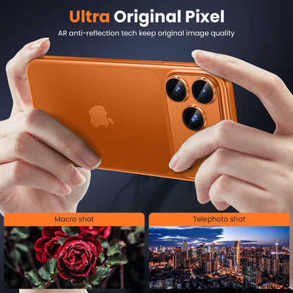 iPhone 17 Pro Max Camera Lens Protector, Military Grade Aluminum Alloy & Tempered Glass, Orange Titanium