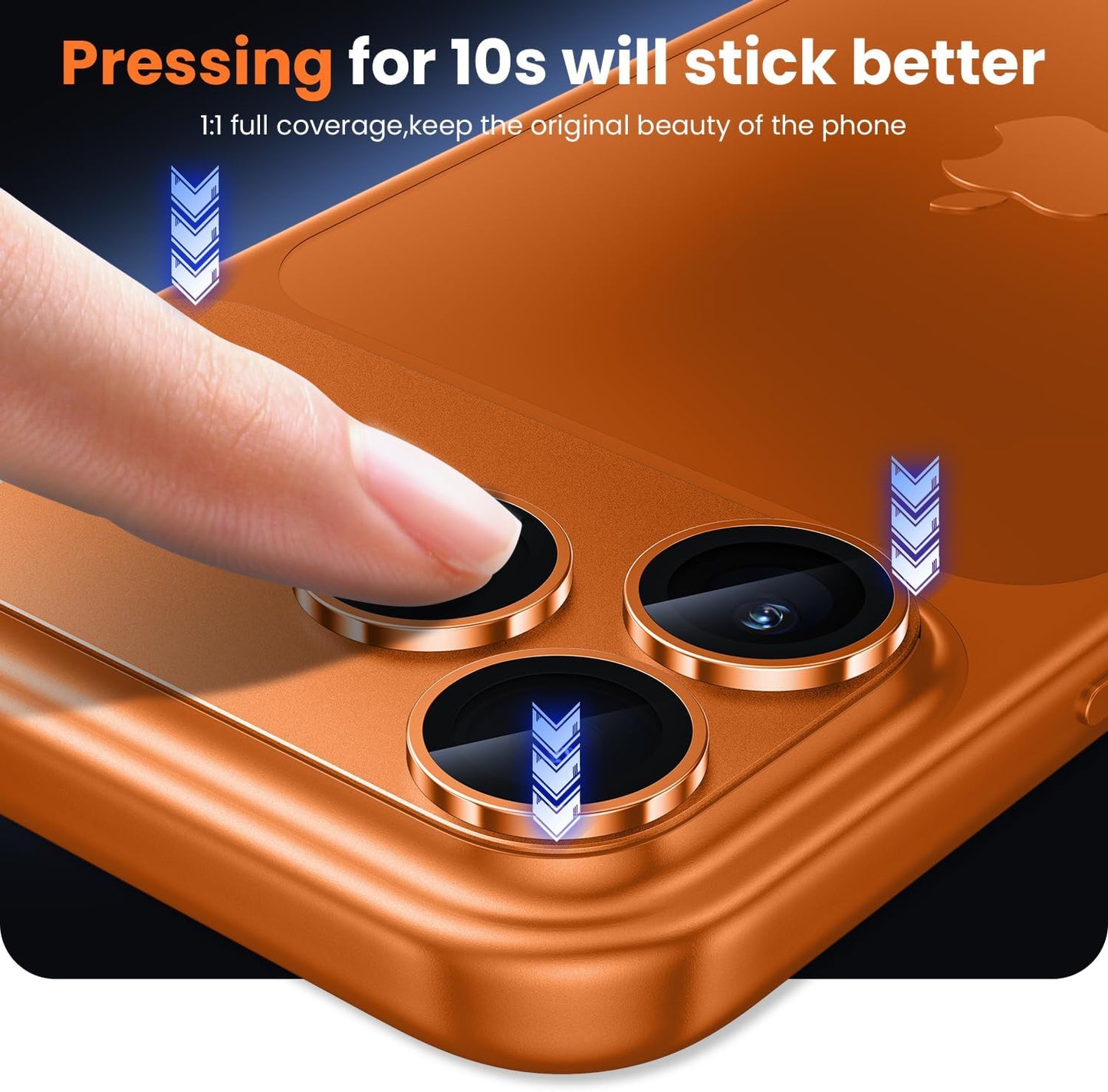 iPhone 17 Pro Max Camera Lens Protector, Military Grade Aluminum Alloy & Tempered Glass, Orange Titanium