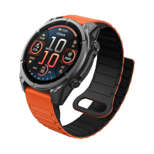 [22mm] For Garmin Fenix Quickfit Magnetic Silicone Sport Watch Strap (Orange)