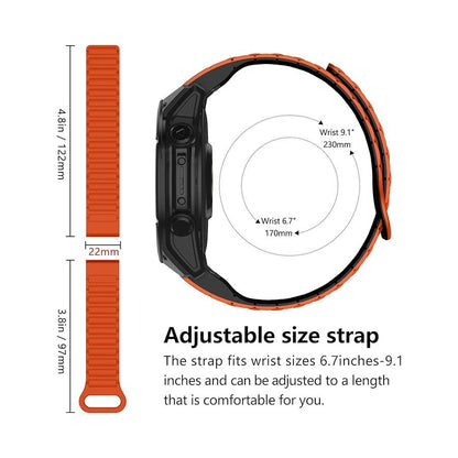 [22mm] For Garmin Fenix Quickfit Magnetic Silicone Sport Watch Strap (Orange)