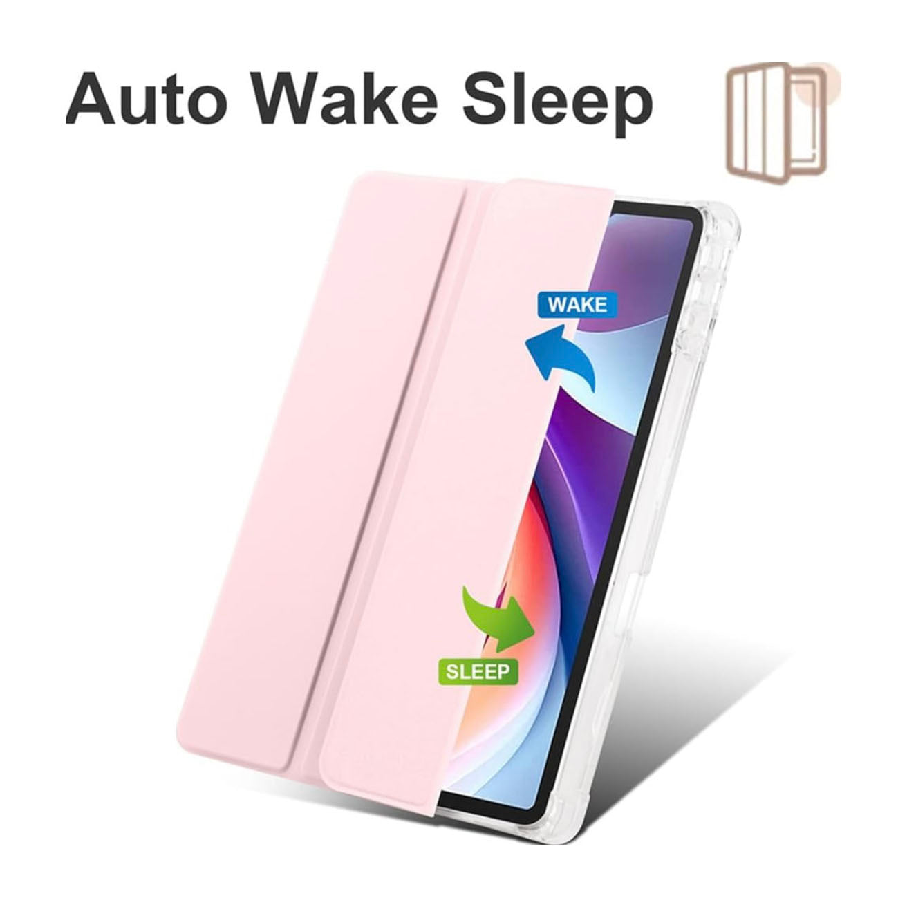 Smart Case for Lenovo Tab TB311 10.1" (2025), Slim Tri-Fold Stand Flip Cover with Pen Holder, Auto Wake/Sleep, Pink
