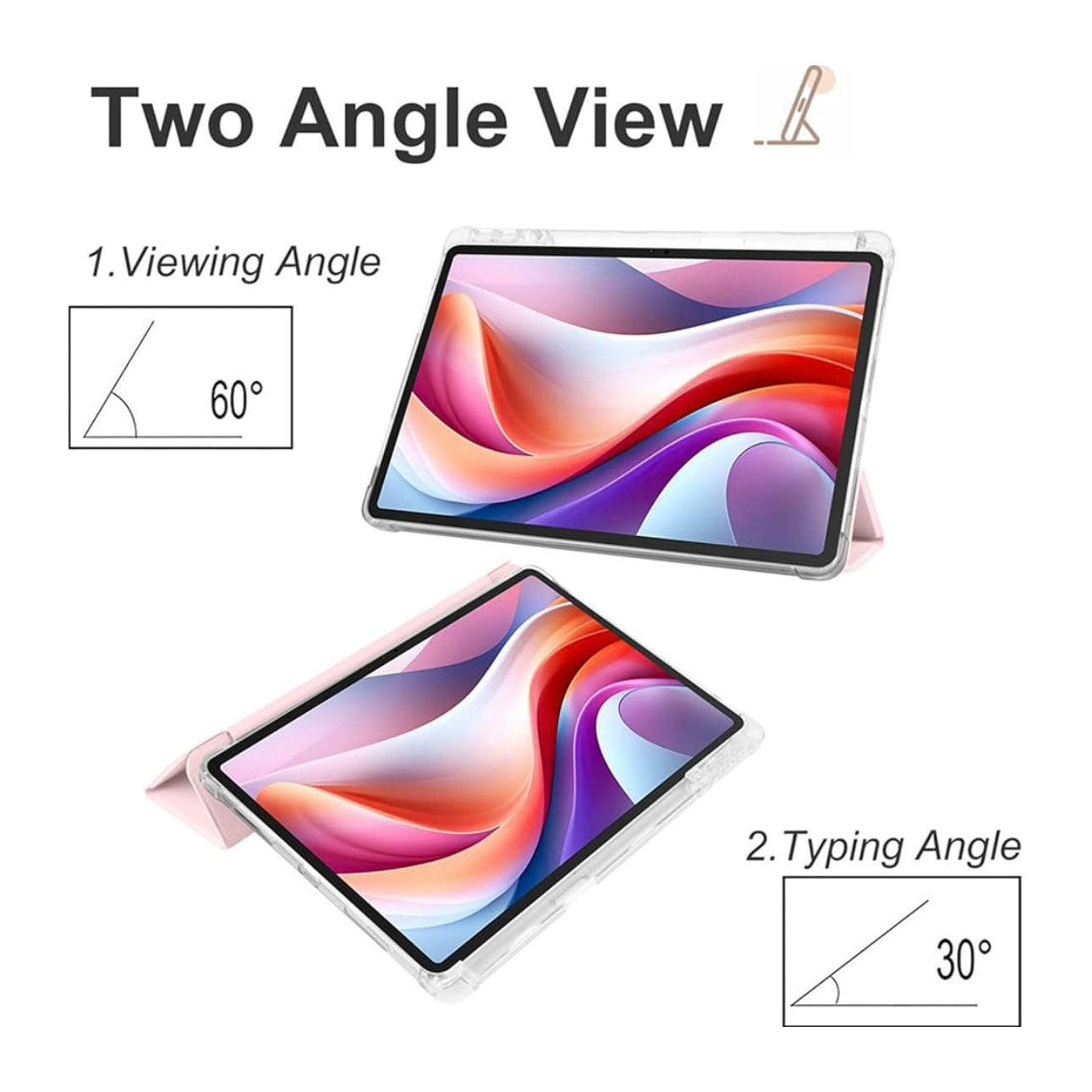 Smart Case for Lenovo Tab M11 11" 2024 TB330FU, Slim Tri-Fold Stand Cover with Pen Holder, Auto Wake/Sleep, Pink