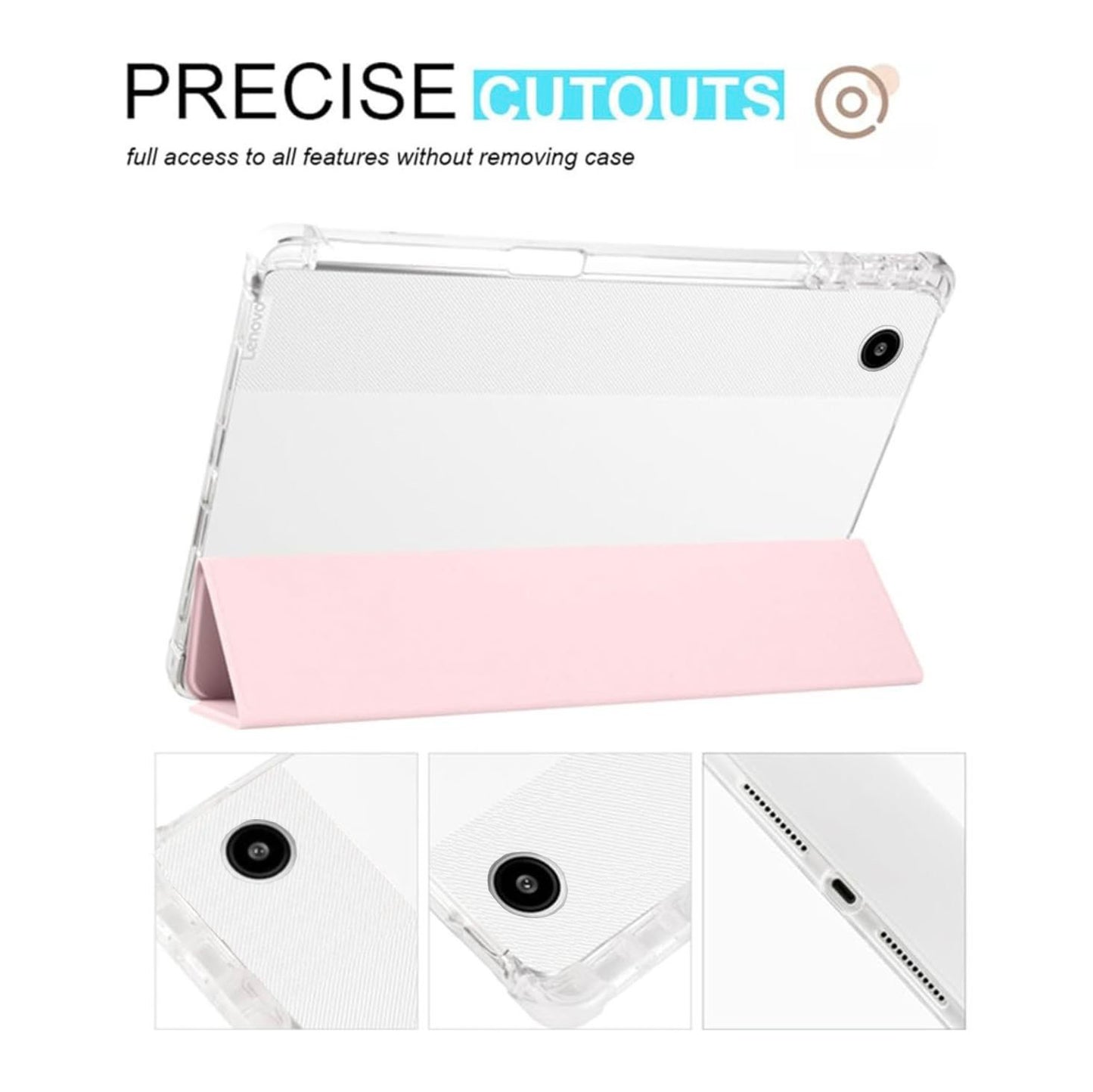 Smart Case for Lenovo Tab TB311 10.1" (2025), Slim Tri-Fold Stand Flip Cover with Pen Holder, Auto Wake/Sleep, Pink