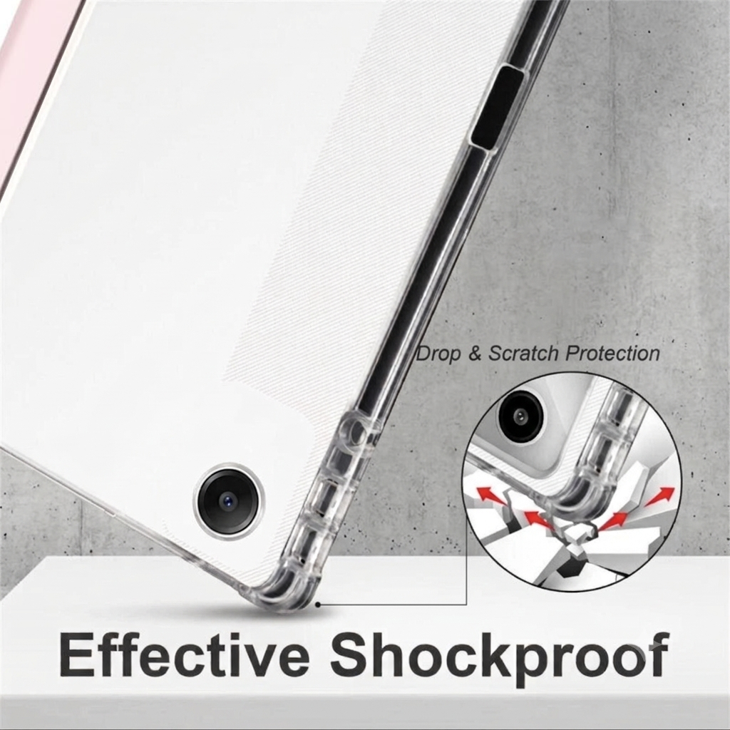 Smart Case for Lenovo Tab TB311 10.1" (2025), Slim Tri-Fold Stand Flip Cover with Pen Holder, Auto Wake/Sleep, Pink