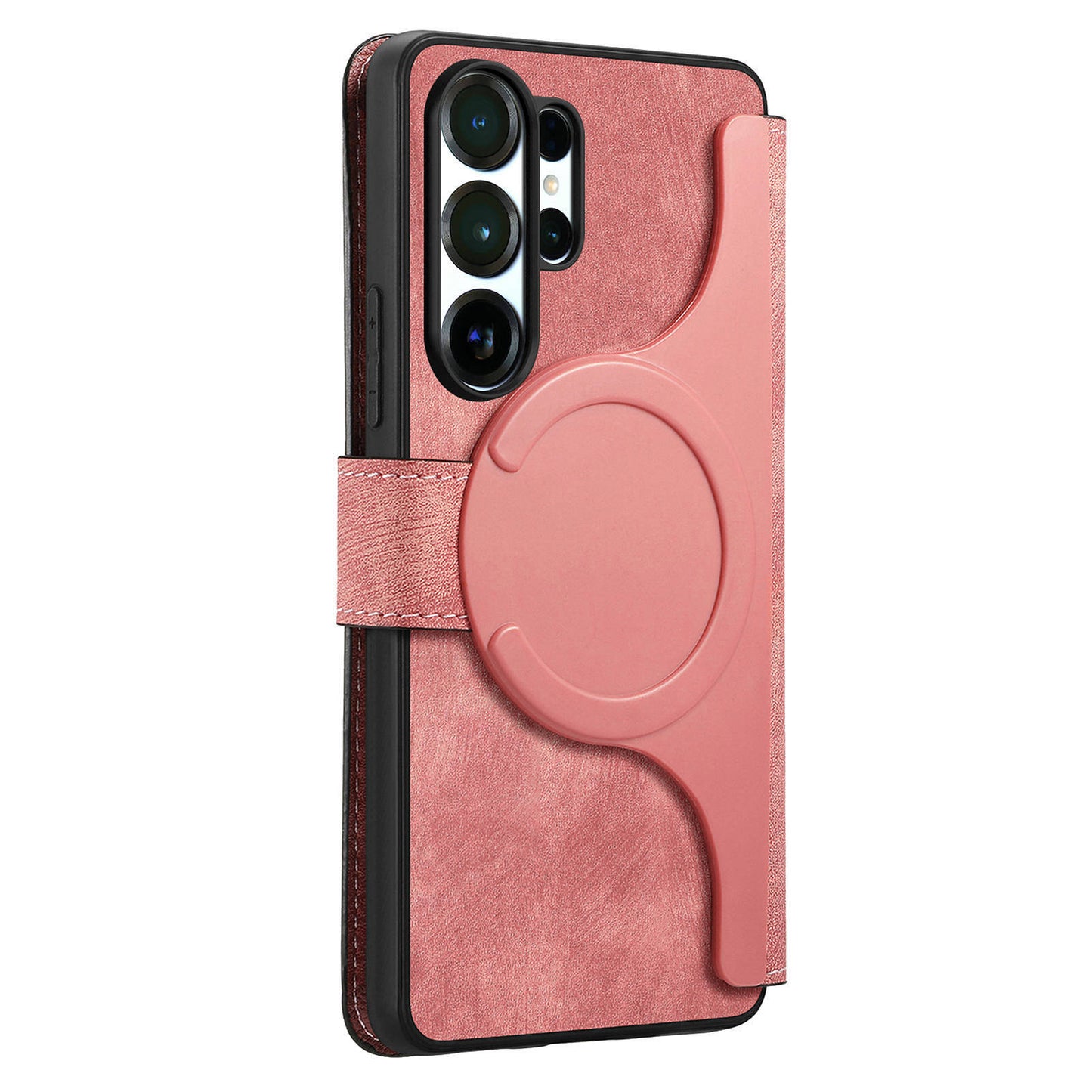 For Samsung Galaxy S26 Ultra (6.9”) Detachable Wallet Case Flip Leather Magsafe Magnetic Cover (Pink)
