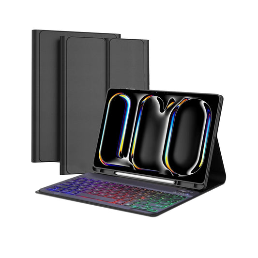 For iPad Pro 11 M4 (2024) / M5 (2025) RGB Backlit Bluetooth Keyboard Smart Cover Flip Case
