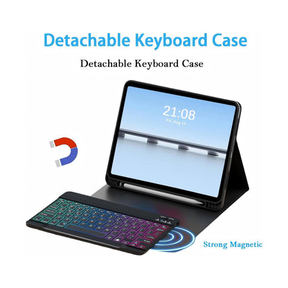 For iPad Pro 11 M4 (2024) / M5 (2025) RGB Backlit Bluetooth Keyboard Smart Cover Flip Case