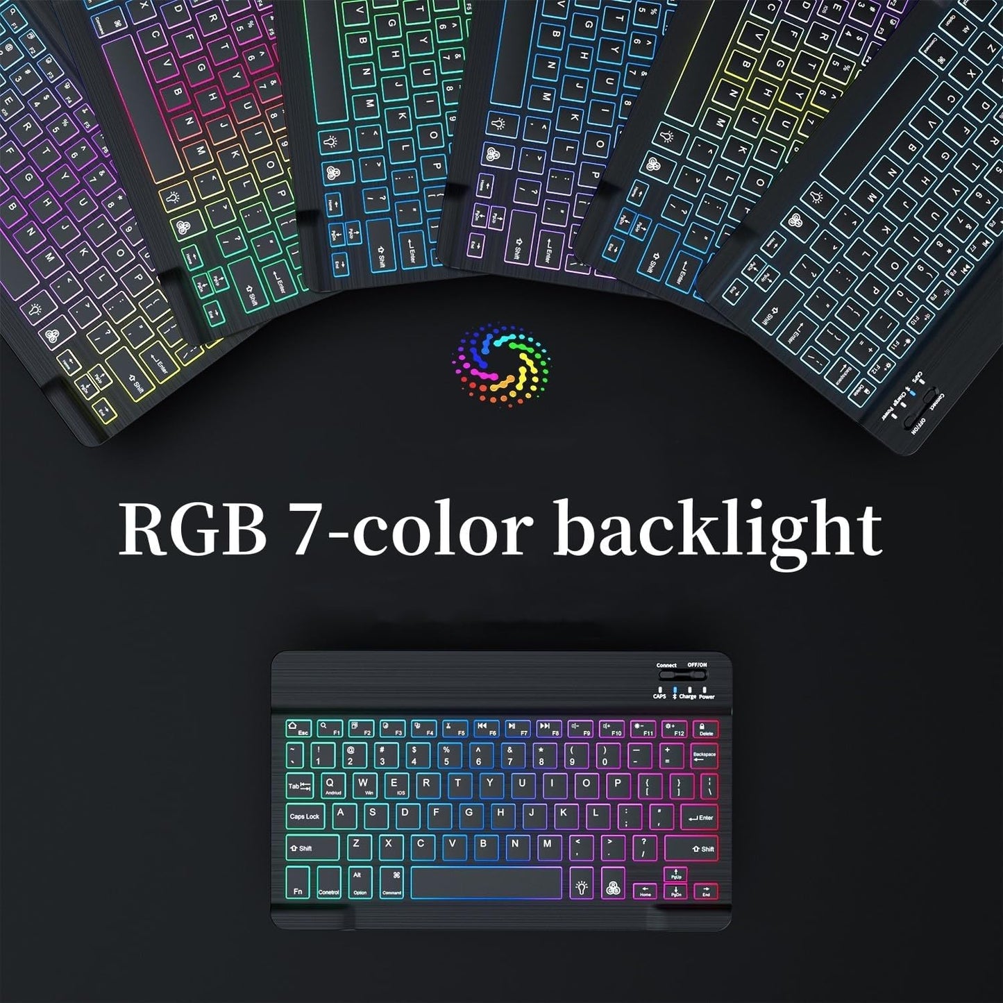 For iPad Pro 11 M4 (2024) / M5 (2025) RGB Backlit Bluetooth Keyboard Smart Cover Flip Case