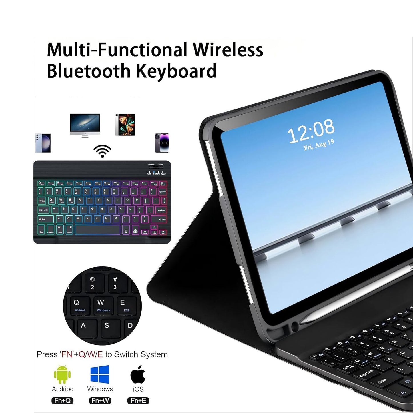 For iPad Pro 11 M4 (2024) / M5 (2025) RGB Backlit Bluetooth Keyboard Smart Cover Flip Case