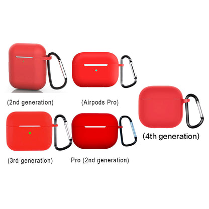 For Apple AirPods Silicone Case Protective Soft Cover Shell Key Chain