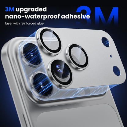 iPhone 17 Pro Max Camera Lens Protector, Military Grade Aluminum Alloy & Tempered Glass, Silver Titanium