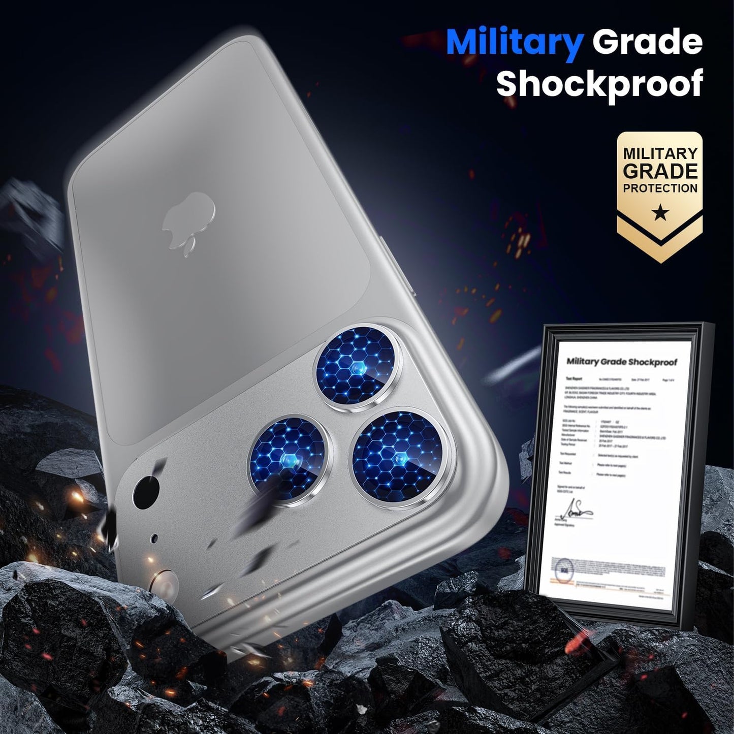 iPhone 17 Pro Max Camera Lens Protector, Military Grade Aluminum Alloy & Tempered Glass, Silver Titanium