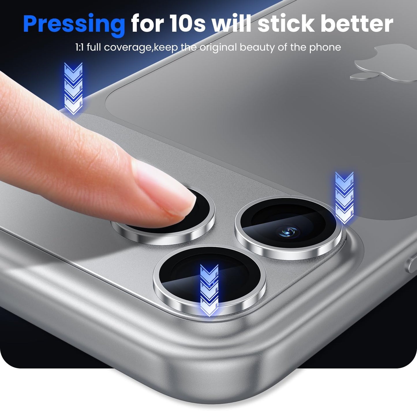 iPhone 17 Pro Max Camera Lens Protector, Military Grade Aluminum Alloy & Tempered Glass, Silver Titanium