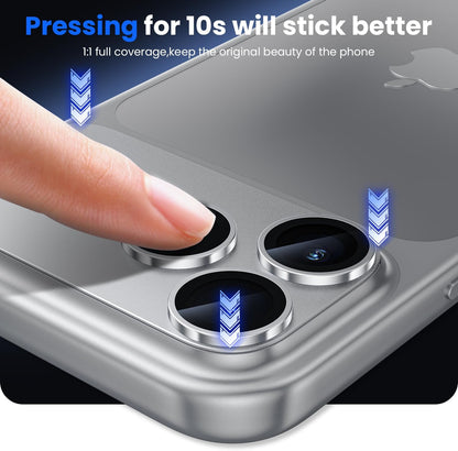 iPhone 17 Pro Max Camera Lens Protector, Military Grade Aluminum Alloy & Tempered Glass, Silver Titanium