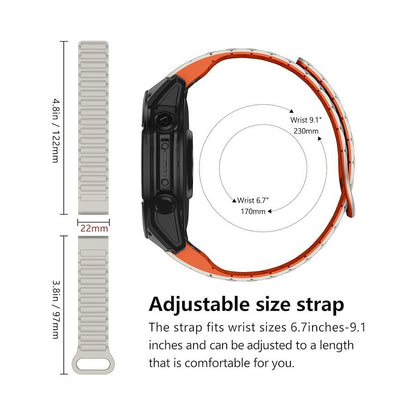 [22mm] For Garmin Fenix Quickfit Magnetic Silicone Sport Watch Strap (Starlight)