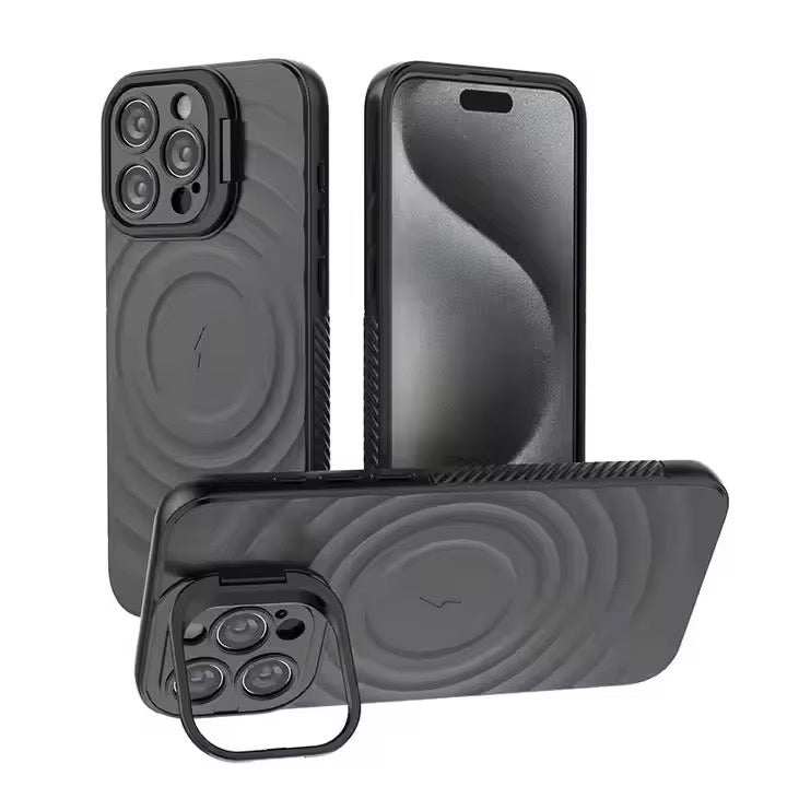 For Apple iPhone 16 Pro Max Magnetic Magsafe Case Back Camera Holder Cover - Black