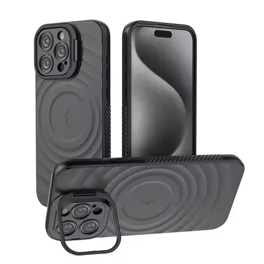 For Apple iPhone 16 Pro Max Magnetic Magsafe Case Back Camera Holder Cover - Black