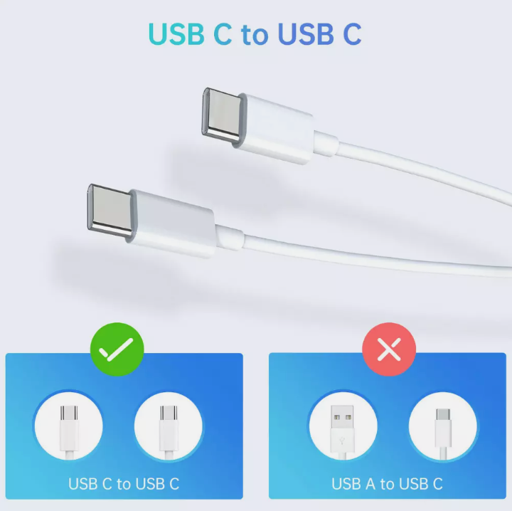 60W Type C to USB-C Cable Fast Charging Cord Charger For MacBook 1.8m