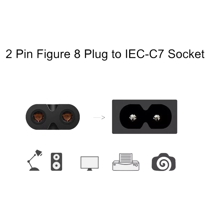 Power Lead Cable Cord 2 Pin Figure 8 Australian Plug to IEC-C7 Socket