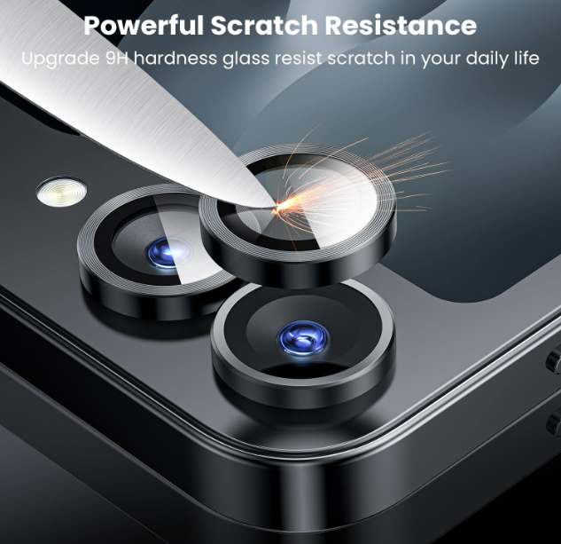 For Samsung Galaxy Z Flip 7 Metal Camera Lens Glass Individual Eagle Protector Cover - Black