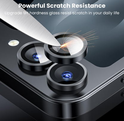 For Samsung Galaxy Z Flip 7 Metal Camera Lens Glass Individual Eagle Protector Cover - Black