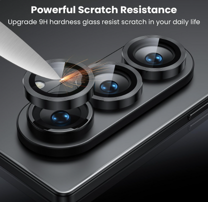 For Samsung Galaxy Z Fold 7 Metal Camera Lens Glass Individual Eagle Protector Cover - Black
