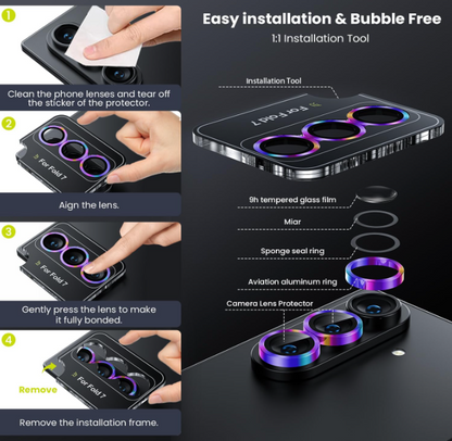 For Samsung Galaxy Z Fold 7 Metal Camera Lens Glass Individual Eagle Protector Cover - Multicolour