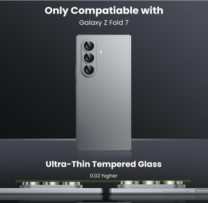 For Samsung Galaxy Z Fold 7 Metal Camera Lens Glass Individual Eagle Protector Cover - Silver