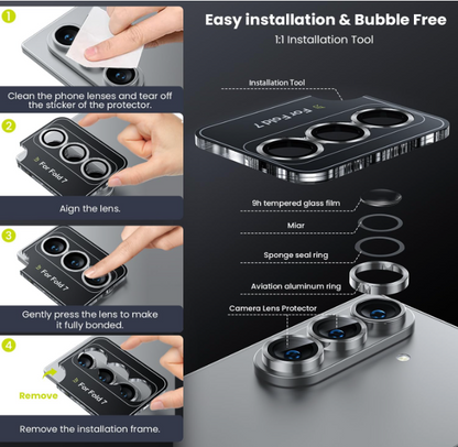 For Samsung Galaxy Z Fold 7 Metal Camera Lens Glass Individual Eagle Protector Cover - Silver