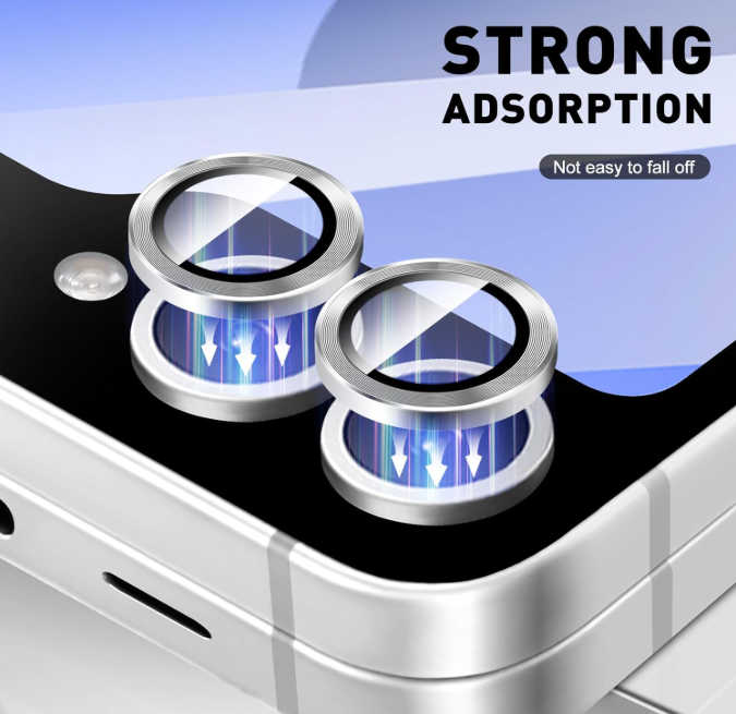 For Samsung Galaxy Z Flip 7 Metal Camera Lens Glass Individual Eagle Protector Cover - Silver