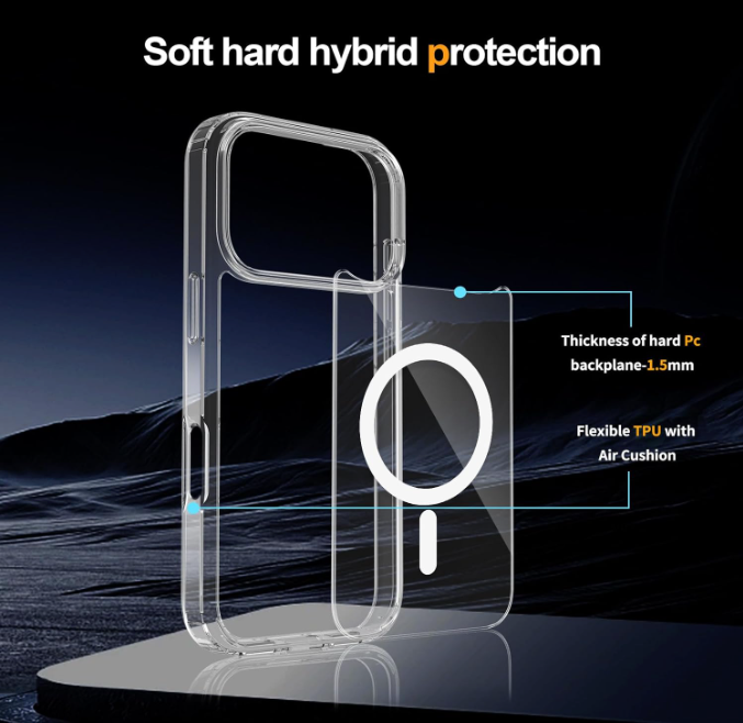 For Apple iPhone 17 Pro 6.3-inch Crystal Clear Case Compatible with MagSafe