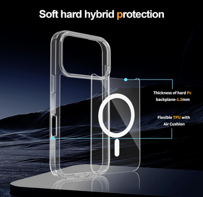 For Apple iPhone 17 Pro 6.3-inch Crystal Clear Case Compatible with MagSafe