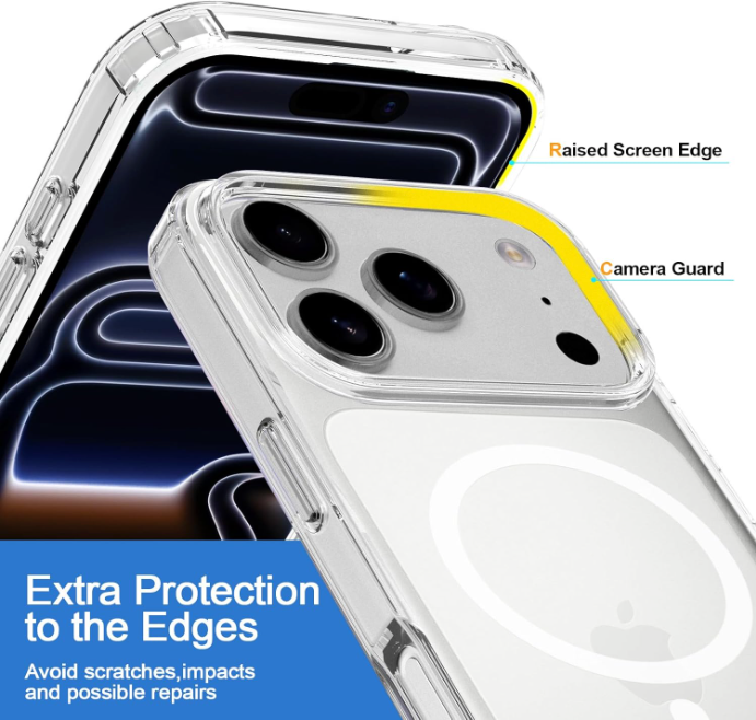 For Apple iPhone 17 Pro 6.3-inch Crystal Clear Case Compatible with MagSafe