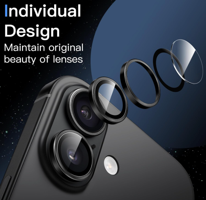 Metal Camera Lens Glass Individual Eagle Protector Cover - For Apple iPhone 17 (2pcs)