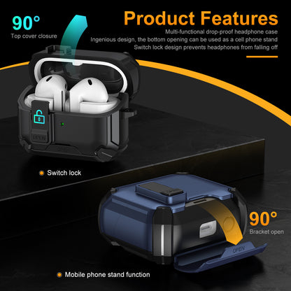 For Galaxy Buds 3 / 3 Pro Case with Lock Lid & Stand, Shockproof Protective Cover (White)