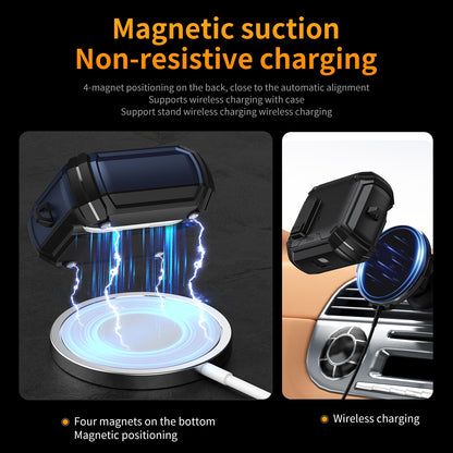 For Galaxy Buds 3 / 3 Pro Case with Lock Lid & Stand, Shockproof Protective Cover (Black)