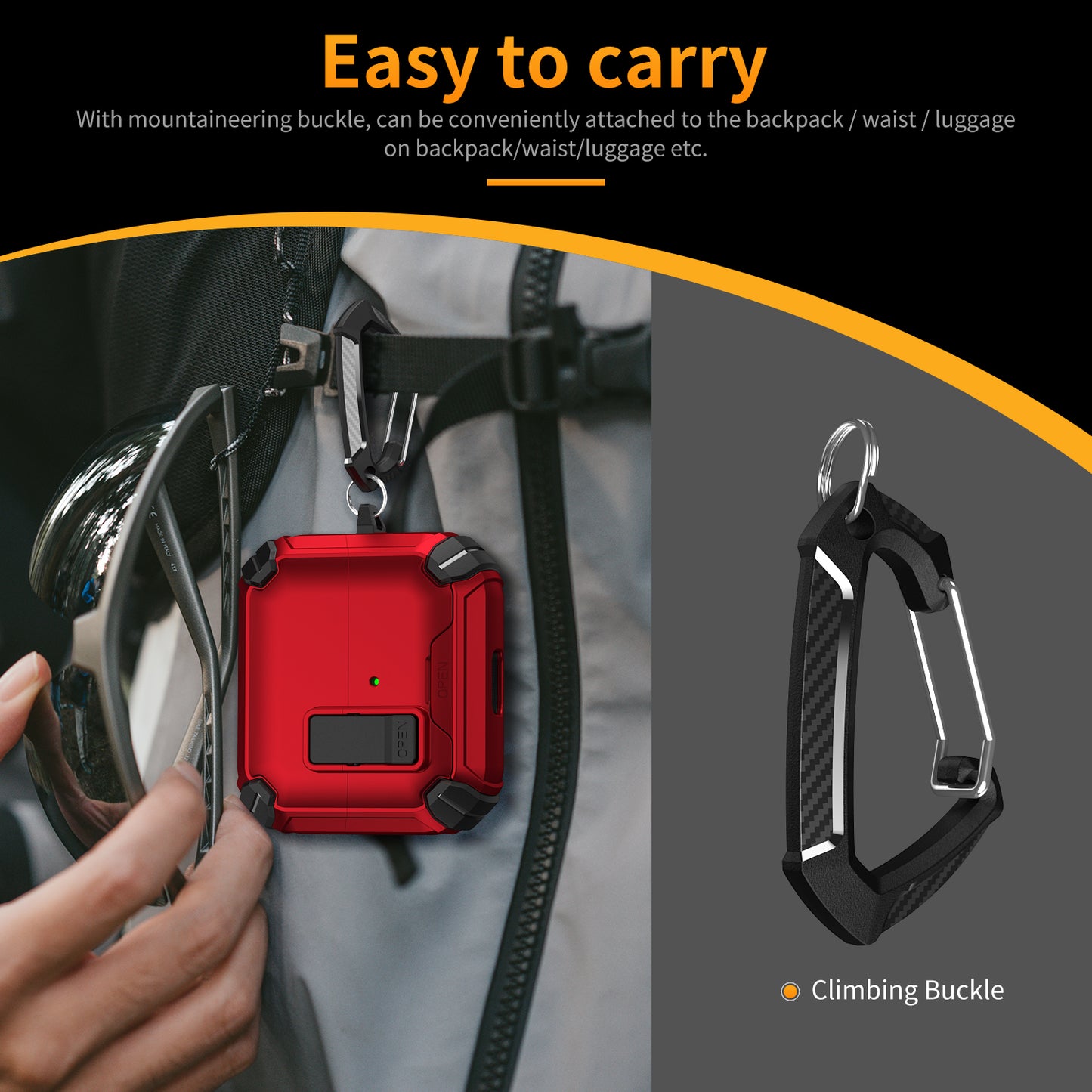 For Galaxy Buds 3 / 3 Pro Case with Lock Lid & Stand, Shockproof Protective Cover (Black)