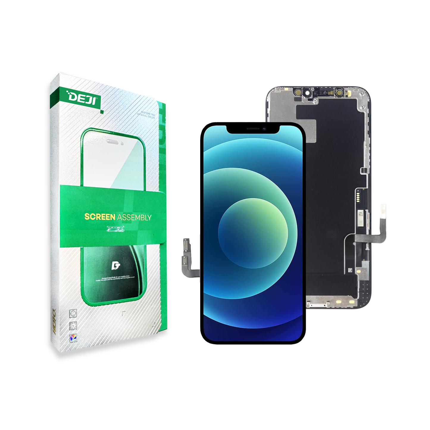 DEJI iPhone 12 / 12 Pro LCD Screen Replacement 6.1" – Full Display Assembly with Frame, Touch Screen Digitizer for A2172, A2402, A2403, A2404, A2407, A2341, A2406, A2408
